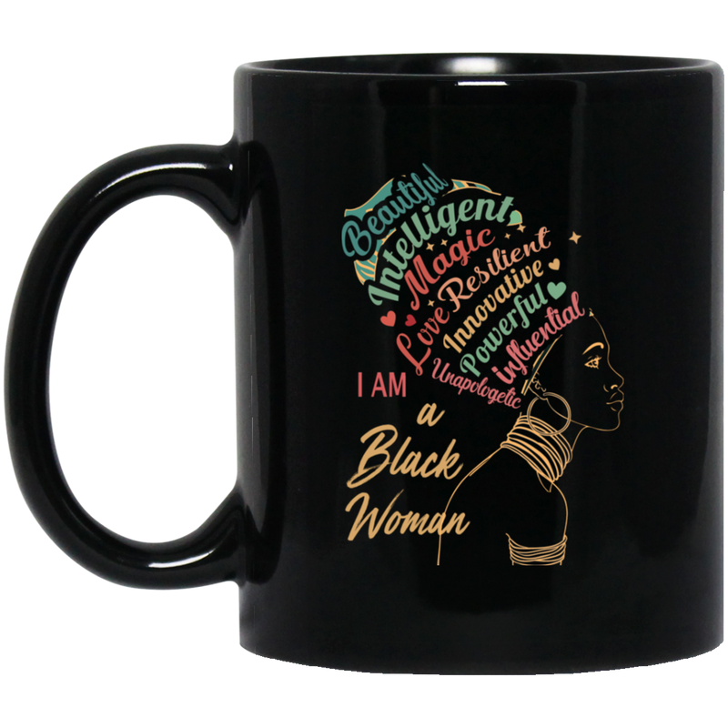 African American Coffee Mug Black Woman Beautiful Intelligent Magic Powerful In Fluential 11oz - 15oz Black Mug