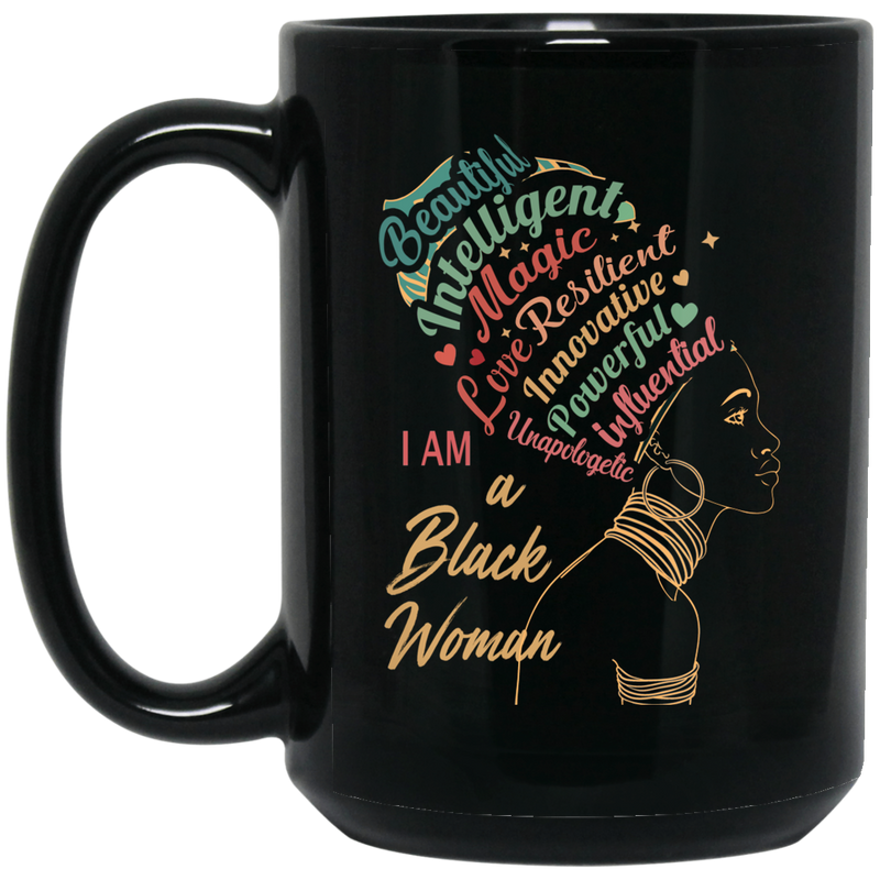African American Coffee Mug Black Woman Beautiful Intelligent Magic Powerful In Fluential 11oz - 15oz Black Mug
