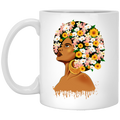 African American Coffee Mug Black Women Flowers Head Art 11oz - 15oz White Mug