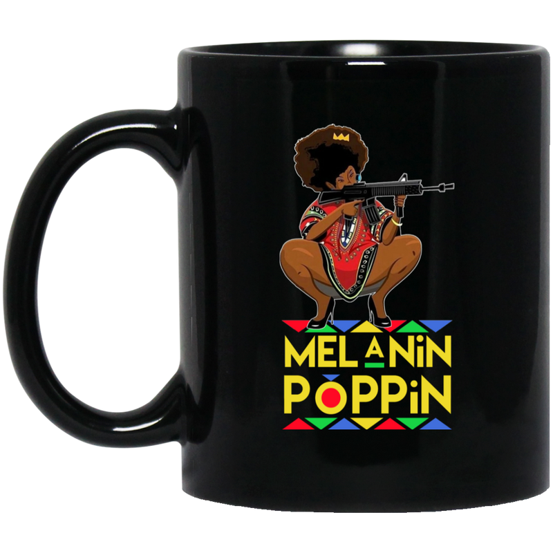 African American Coffee Mug Black Women Melanin Poppin' Black History Month Mug for African Pride 11oz - 15oz Black Mug