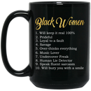 African American Coffee Mug Black Women Quotes Will Keep It Real 100% 11oz - 15oz Black Mug