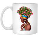 African American Coffee Mug Black Women With Flowers Head 11oz - 15oz Black Mug