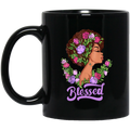 African American Coffee Mug Blessed Black Girl With Beautiful Flowers 11oz - 15oz Black Mug