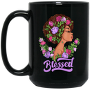 African American Coffee Mug Blessed Black Girl With Beautiful Flowers 11oz - 15oz Black Mug