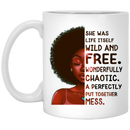 African American Coffee Mug Cute Black Girl Art She Was Live Itself Wild And Free Wonderfully Chaotic 11oz - 15oz White Mug