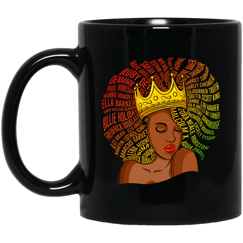 African American Coffee Mug Cute Black Girl Art Wear A Crown 11oz - 15oz Black Mug