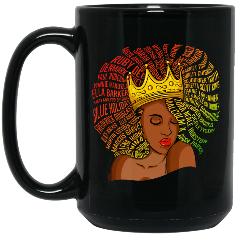 African American Coffee Mug Cute Black Girl Art Wear A Crown 11oz - 15oz Black Mug