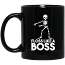 African American Coffee Mug Dancing Skeleton Floss Like A Boss 11oz - 15oz Black Mug