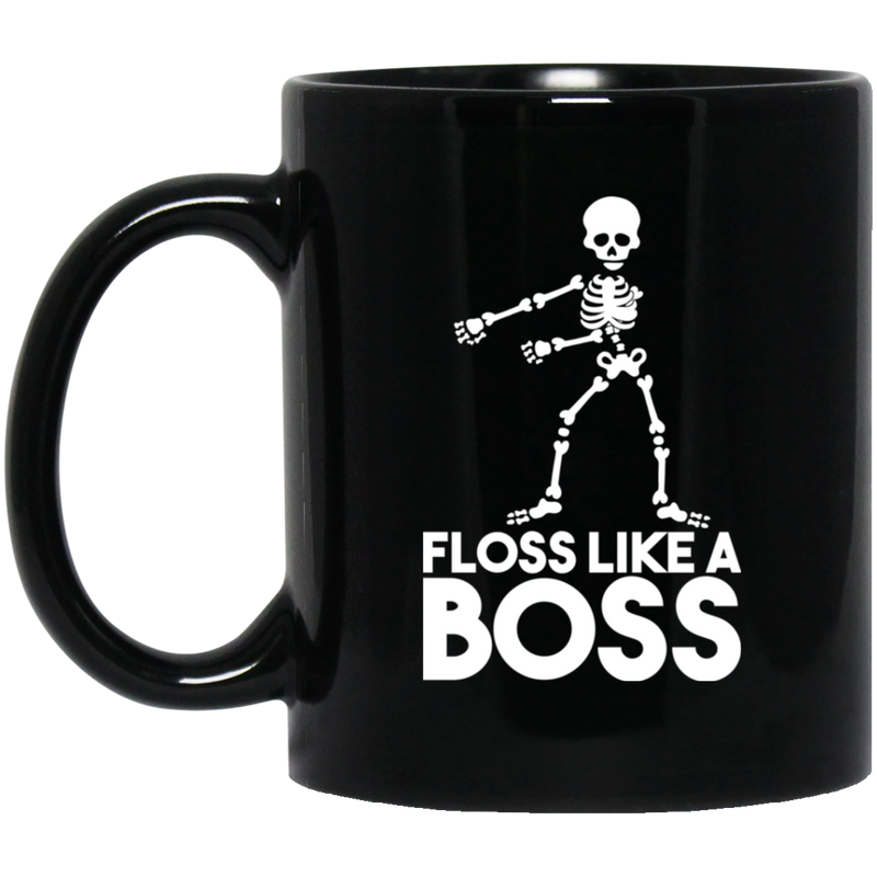 African American Coffee Mug Dancing Skeleton Floss Like A Boss 11oz - 15oz Black Mug