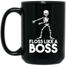 African American Coffee Mug Dancing Skeleton Floss Like A Boss 11oz - 15oz Black Mug