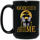 African American Coffee Mug God Designed Created Blesses Heals Defends Forgives Loves Me 11oz - 15oz Black Mug