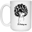African American Coffee Mug I Love Being Me Naturally I Love Being Me Cute Black Women Art 11oz - 15oz White Mug