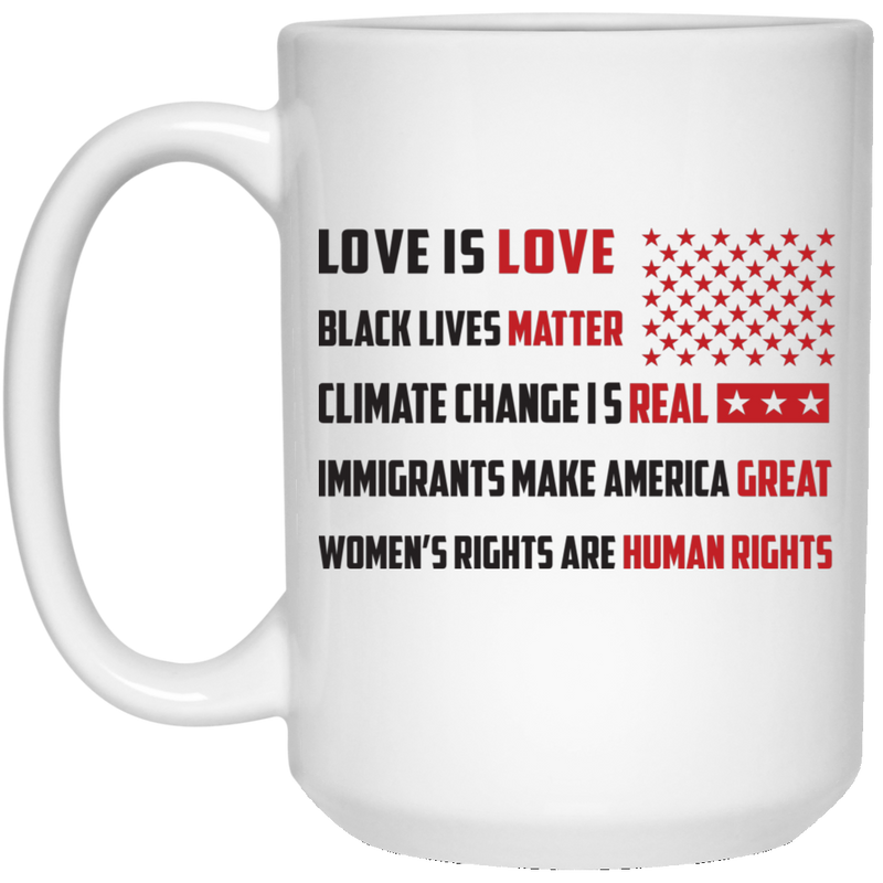 African American Coffee Mug Love Is Love Black Lives Matter American Flag 11oz - 15oz White Mug