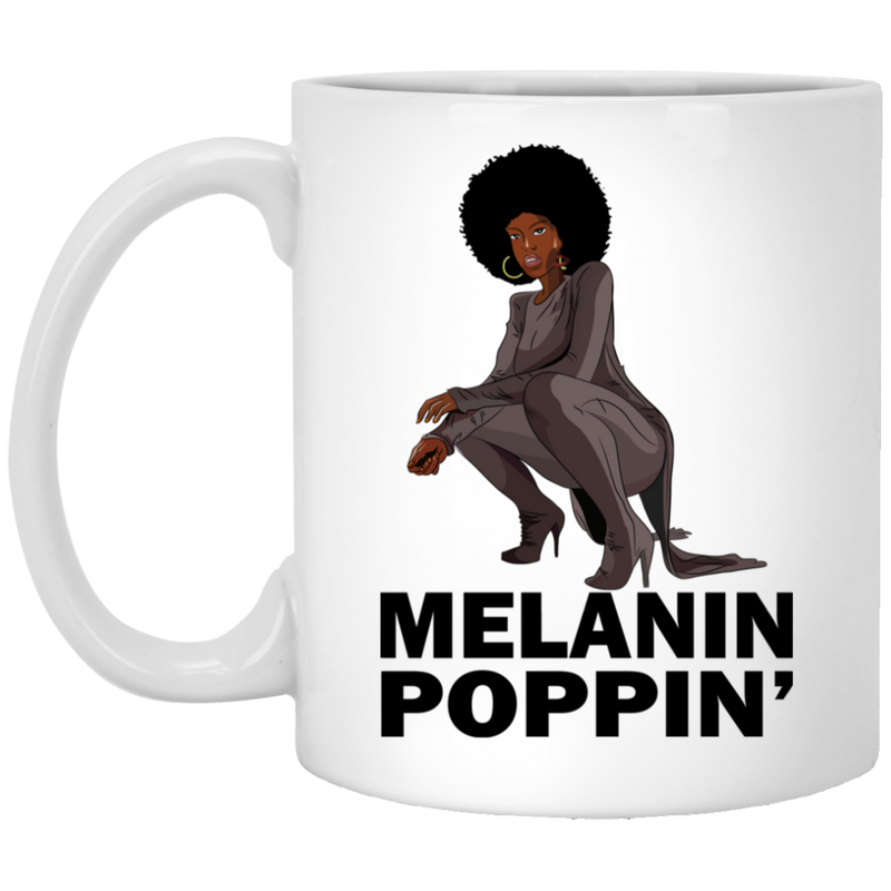 African American Coffee Mug Melanin Poppin' Black History Month Mug for African Pride 11oz - 15oz White Mug