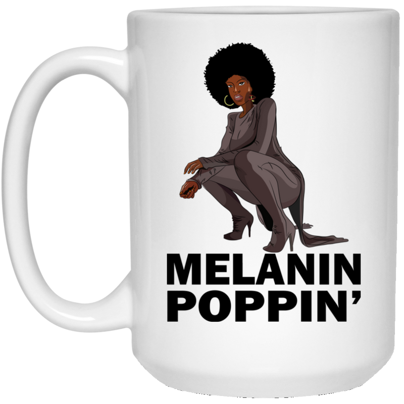 African American Coffee Mug Melanin Poppin' Black History Month Mug for African Pride 11oz - 15oz White Mug