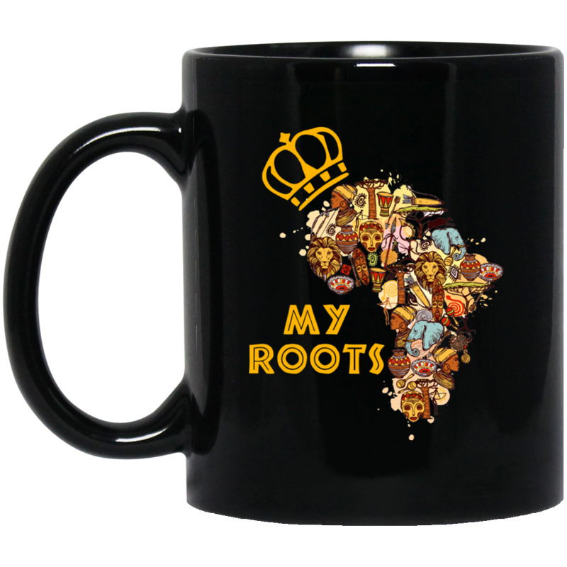 African American Coffee Mug My Roots African Map 11oz - 15oz Black Mug