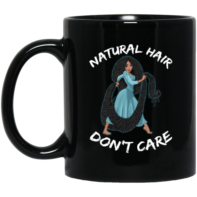 African American Coffee Mug Natural Hair Dont Care Cute Black Girl 11oz - 15oz Black Mug