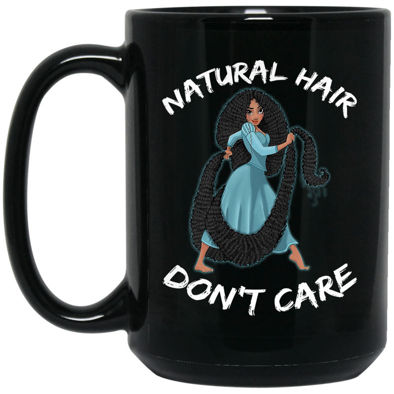 African American Coffee Mug Natural Hair Dont Care Cute Black Girl 11oz - 15oz Black Mug