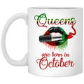 African American Coffee Mug Queens Are Born In October With Cute Lips Art 11oz - 15oz White Mug
