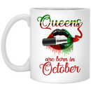 African American Coffee Mug Queens Are Born In October With Cute Lips Art 11oz - 15oz White Mug