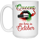 African American Coffee Mug Queens Are Born In October With Cute Lips Art 11oz - 15oz White Mug
