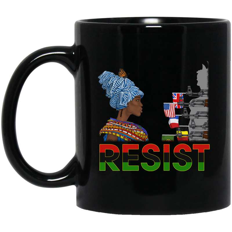 African American Coffee Mug Resist With Black Women And Butterfly 11oz - 15oz Black Mug