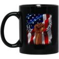 African American Coffee Mug Strong Hand Broken Chain With American Flag 11oz - 15oz Black Mug