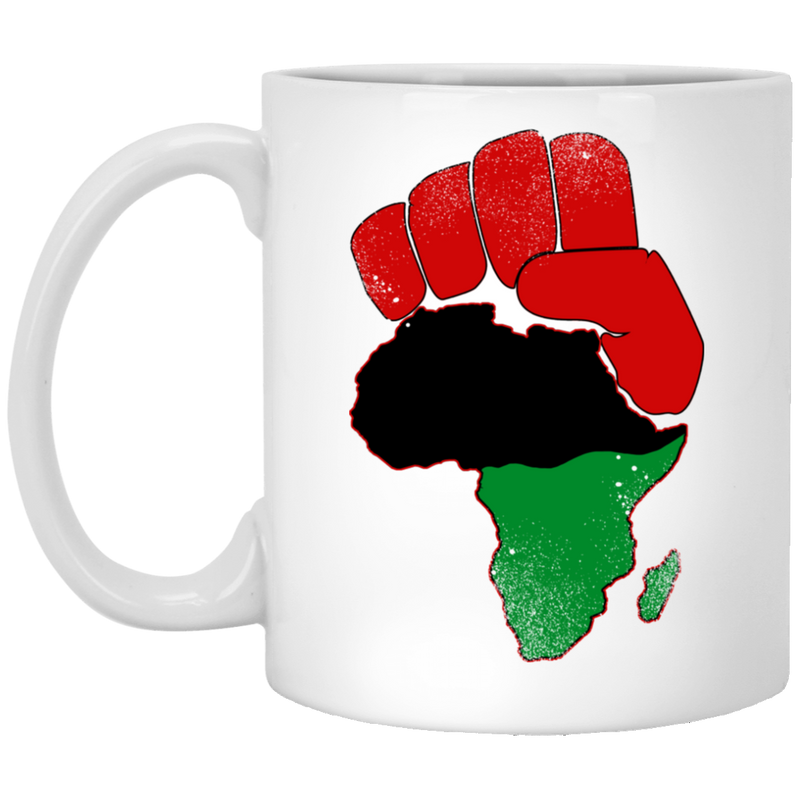 African American Coffee Mug Strong Hand Flag 11oz - 15oz White Mug