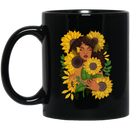 African American Coffee Mug Sunflowers Black Girl 11oz - 15oz Black Mug
