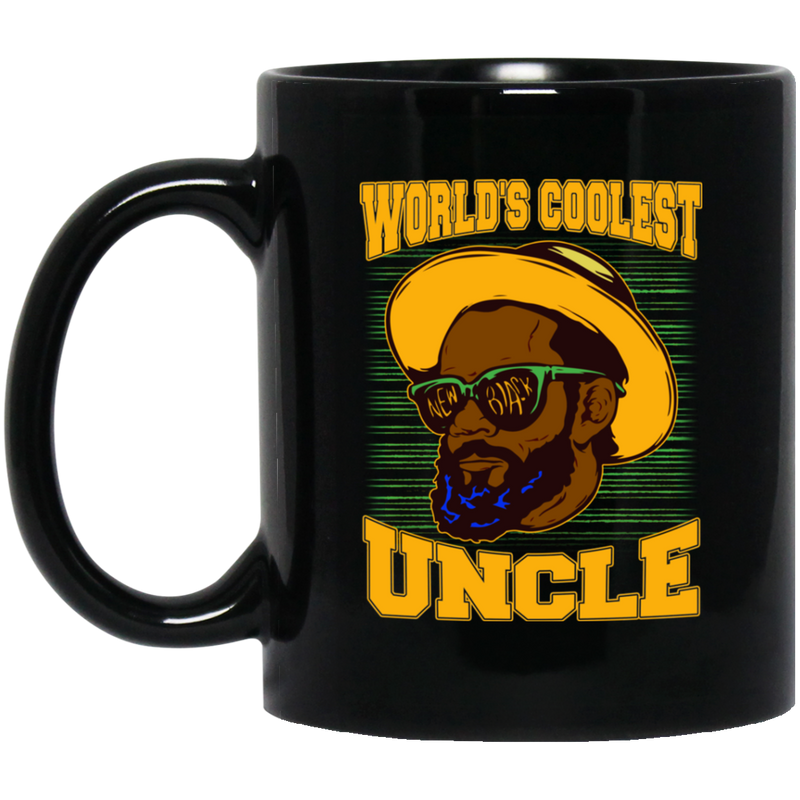African American Coffee Mug World's Coolest Uncle Wear Sunglasses 11oz - 15oz Black Mug