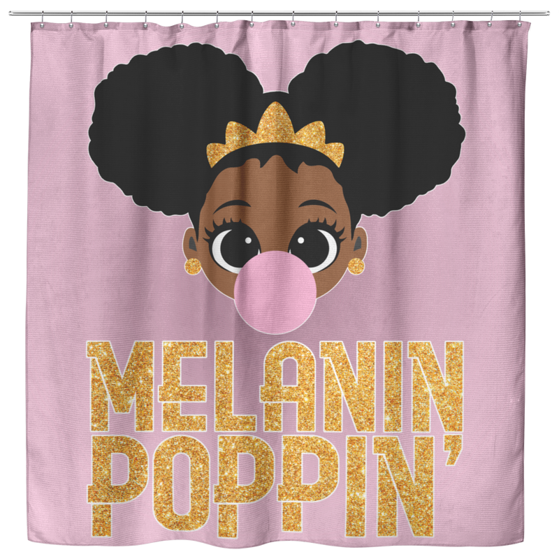 African American Melanin Poppin' Balloons Crown Black History Month Shower Curtains For Bathroom Decor