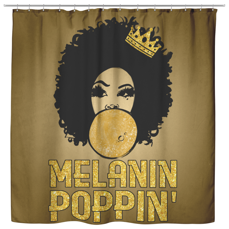 African American Melanin Poppin' Balloons Crown Black History Month Shower Curtains For Bathroom