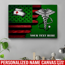 African American Nurse Personalized Canvas - Half Flag African American Nurse Personalized Name Canvas Nurse - CANLA75