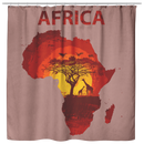 African American Shower Curtains - Africa Map With Wild Animals