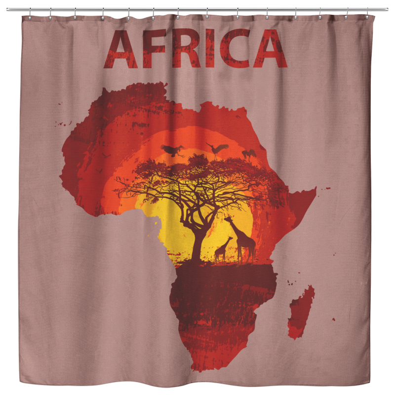 African American Shower Curtains - Africa Map With Wild Animals