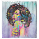 African American Shower Curtains - African Girl Color Hair Color Afro Art