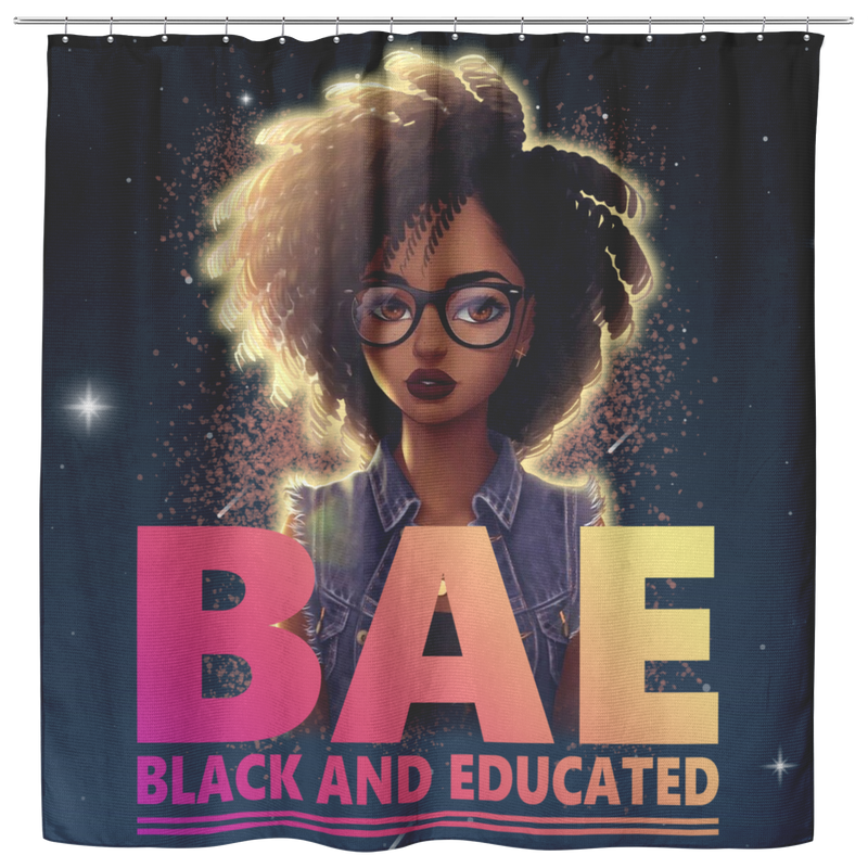 African American Shower Curtains - BAE Black And Educated Black History Month Shower Curtains For Bathroom