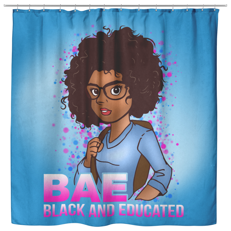 African American Shower Curtains - BAE Black And Educated Black History Month Shower Curtains For Bathroom