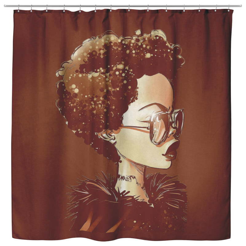 African American Shower Curtains - Black Girl Afro Art For Women Girls For Bathroom Decor