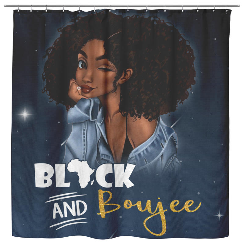 African American Shower Curtains - Black Girl Black And Boujee Shower Curtains For Bathroom