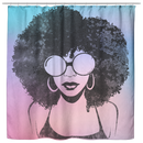 African American Shower Curtains - Black Lady Afro Art For Women Girls Shower Curtains For Bathroom