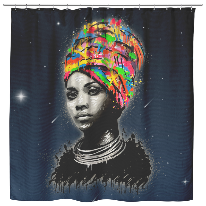 African American Shower Curtains - Black Women Colorful Art For Bthroom Decor