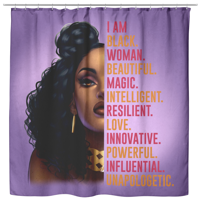 African American Shower Curtains - I Am Black Woman Beautiful Magic Bathroom Decor