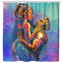 African American Shower Curtains - Queen And King Crown Rose Love Afro For Bathroom