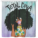 African American Shower Curtains - Total Diva Cute Black Girl With Balloon For Bathroom Decor