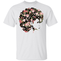 African American T-Shirt Black Girl With Flowers Hair CustomCat