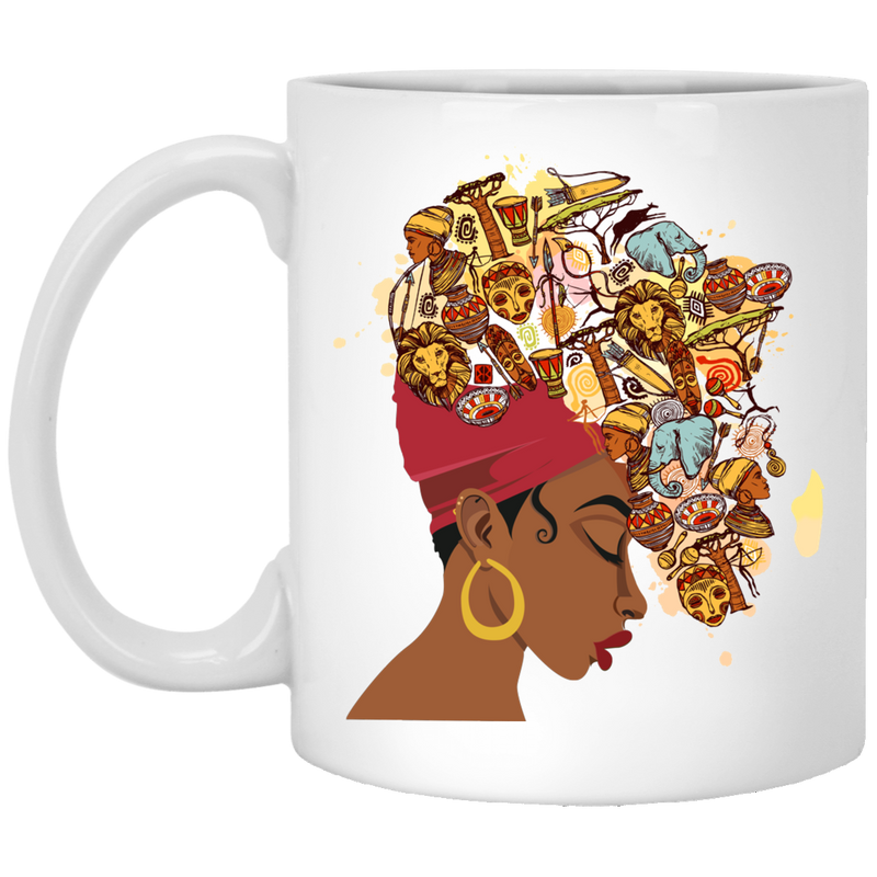 African American Coffee Mug Black Girl With Pride Traditional Ethnic Hair 11oz - 15oz White Mug