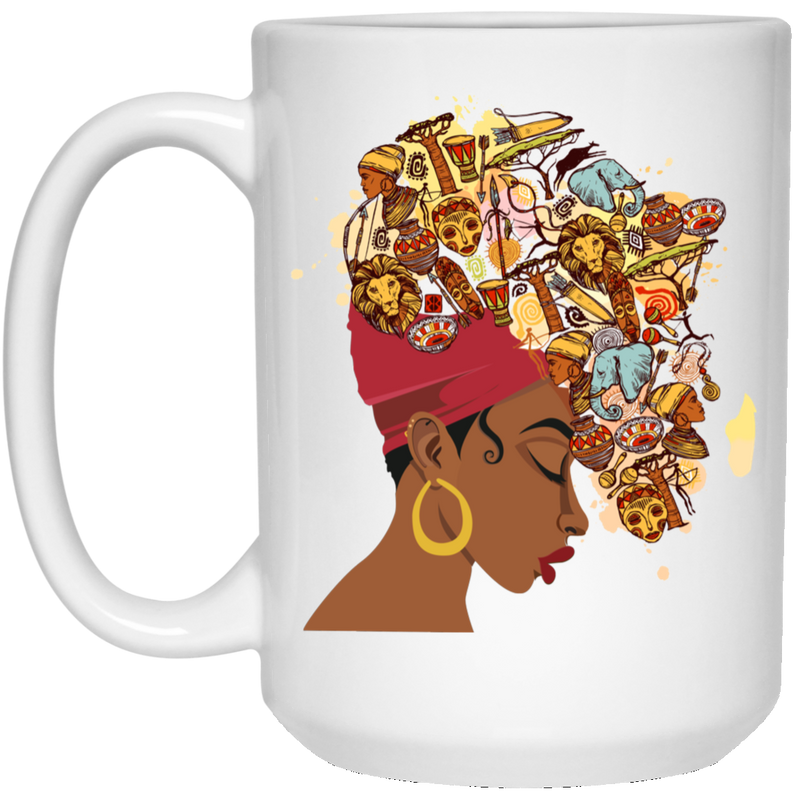 African American Coffee Mug Black Girl With Pride Traditional Ethnic Hair 11oz - 15oz White Mug