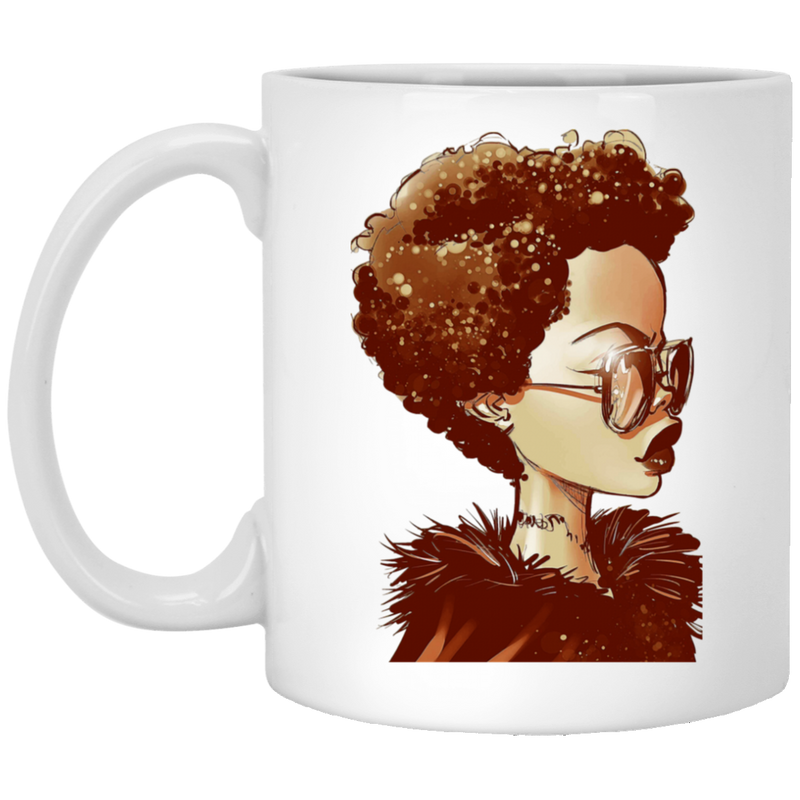 African American Coffee Mug Black Girl Afro Art For Women Girls 11oz - 15oz White Mug