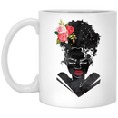 African American Coffee Mug Black Girl With Flowers Hair 11oz - 15oz White Mug